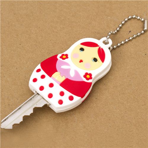 cute white matryoshka key cover charm Cellphone Accessories