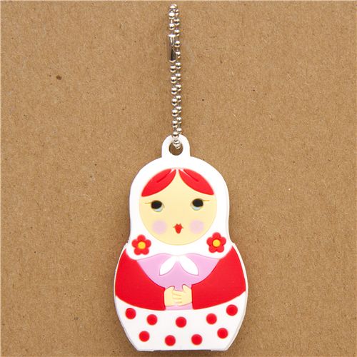 cute white matryoshka key cover charm modeS4u