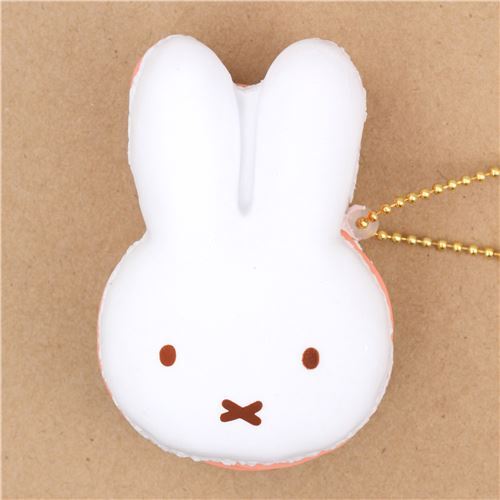 cute white peach filling Miffy bunny rabbit macaron squishy for bag ...