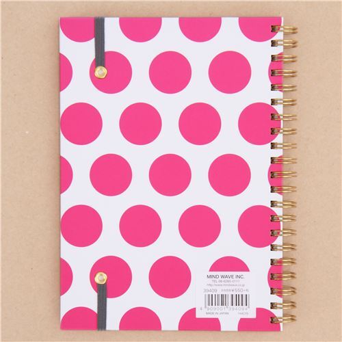 cute white pink dot ring binder notebook Japan - modeS4u