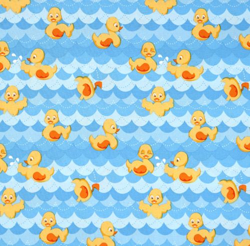 cute yellow duckling fabric in the water Robert Kaufman 2