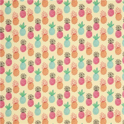 cute yellow pineapples fruit fabric by Timeless Treasures  2