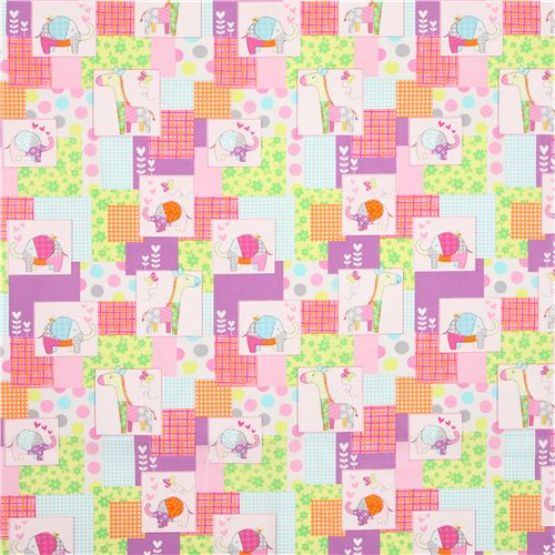 cute zoo animal patchwork fabric giraffe Michael Miller 2