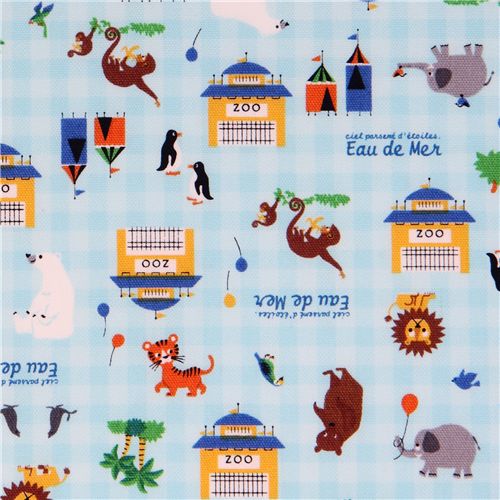 cute zoo animals Kokka fabric Japan Eau de Mer 1