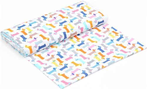 dachshund colorful dog white fabric Urban Zoologie by Robert Kaufman ...