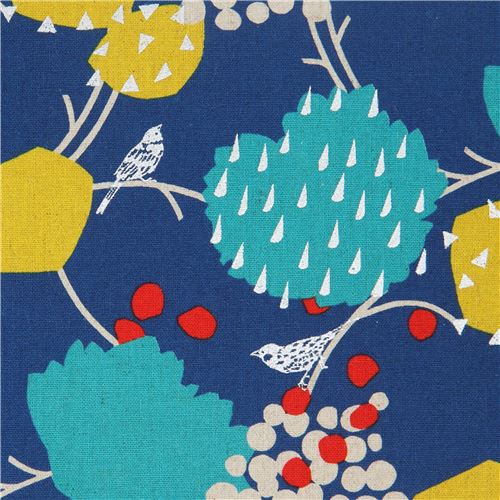 dark blue embellished shape echino canvas fabric Fabric