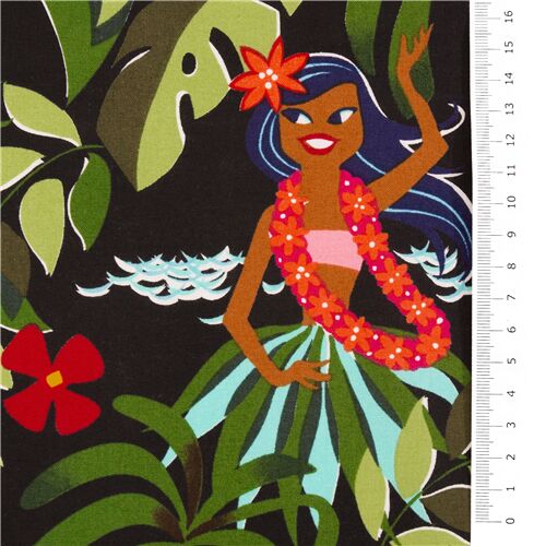 Leis Luaus and Alohas Hawaiian Hula Girls Fabric by Alexander