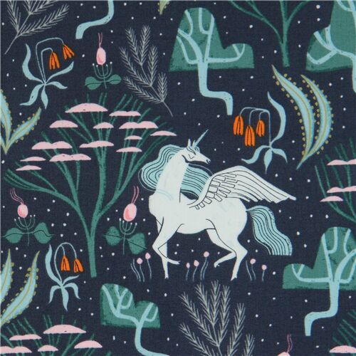 dark blue Dear Stella forest fabric with unicorns - modeS4u