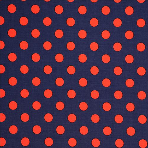 dark blue Michael Miller fabric with red polka dots 2