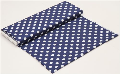 dark blue Michael Miller fabric with white polka dots 3