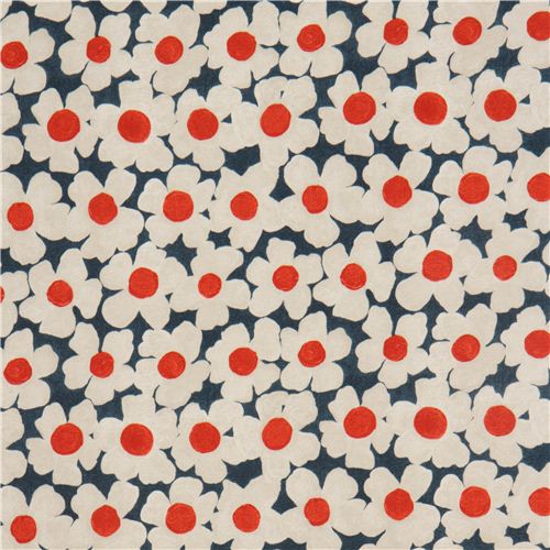 dark blue Michael Miller flower fabric by Laura Gunn 2