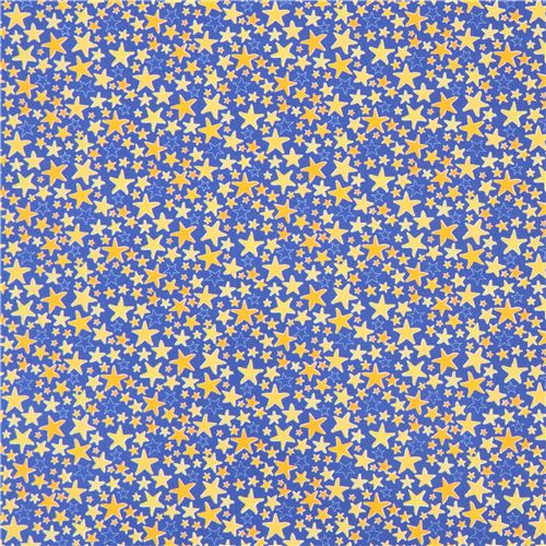 dark blue Robert Kaufman fabric yellow light orange star Monsters - modeS4u