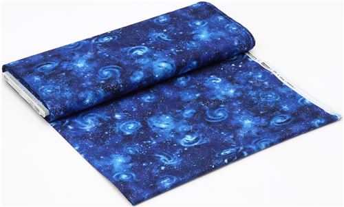 Remnant (37 x 112 cm) - dark blue Robert Kaufman galaxy outer space fabric Stargazers 3