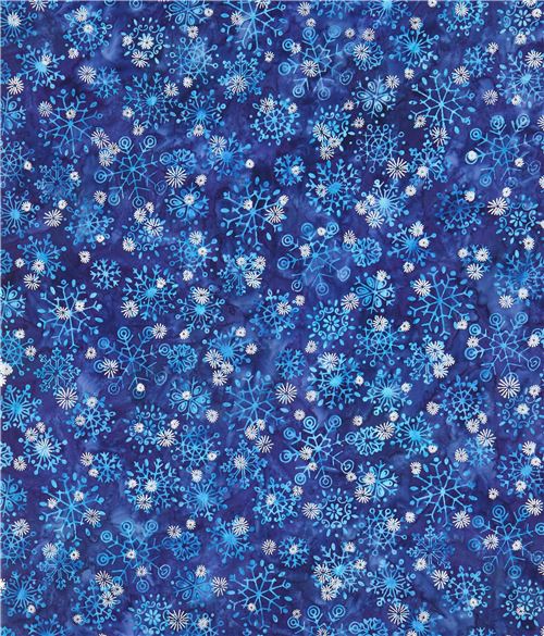 dark blue Robert Kaufman snowflake Batik fabric 3