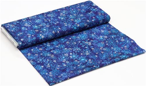 dark blue Robert Kaufman snowflake Batik fabric 4