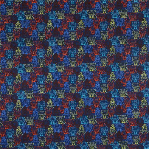 dark blue Skelanimals animal skeleton fabric from the USA 2