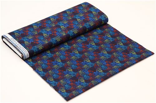 dark blue Skelanimals animal skeleton fabric from the USA 3