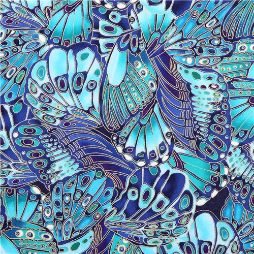 dark blue butterfly fabric Timeless Treasures Shimmer - modeS4u