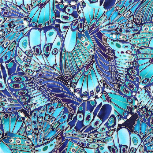 dunkelblauer Schmetterling Stoff Timeless Treasures Shimmer 2