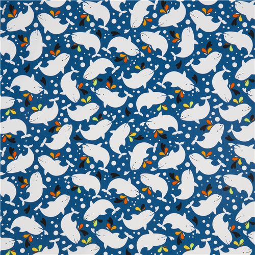 dark blue dolphin animal fabric by Robert Kaufman USA Fabric by Robert ...