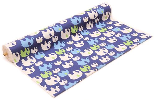 dark blue elephant Canvas fabric Kokka  4