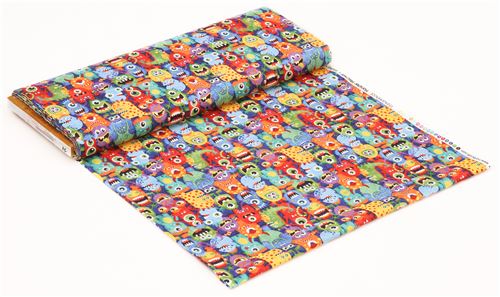 dark blue fabric colorful monster by Northcott Stonehenge Monsters 3