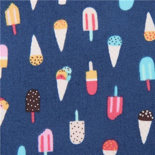 Blue Cotton Socks: Ice Cream Pattern