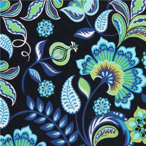 Dark Blue Flower Corduroy Fabric By Robert Kaufman Usa Fabric By Robert 