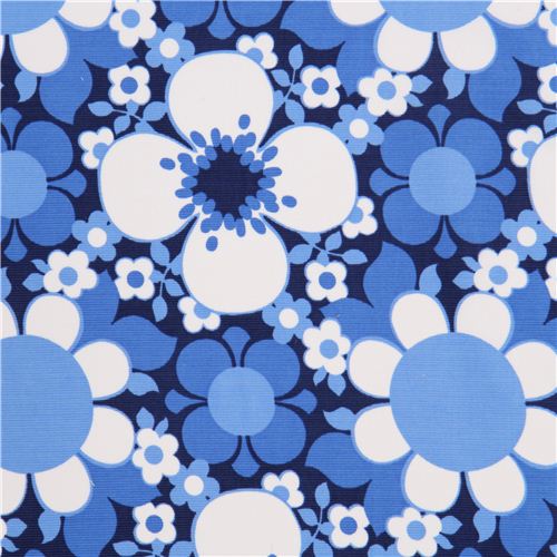 dunkelblauer Blumen Kord Stoff von Timeless Treasures Stoff