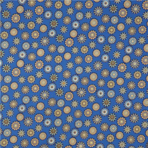 dark blue flower fabric by Robert Kaufman with gold embellishment modeS4u