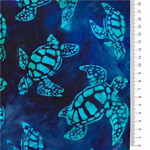 Remnant (20 x 112 cm) - dark blue green Robert Kaufman turtle tie dye Batik look fabric Totally Trop 3