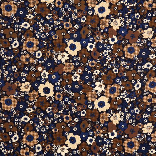 dark blue houndstooth flower designer flannel fabric USA 2