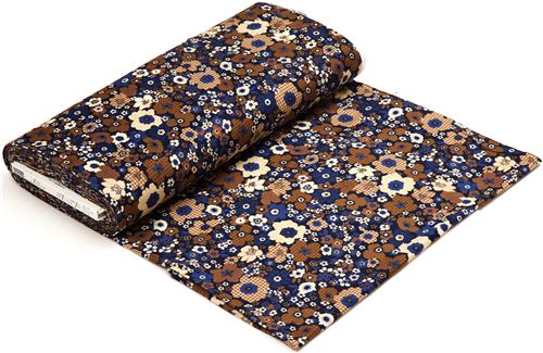 dark blue houndstooth flower designer flannel fabric USA 3