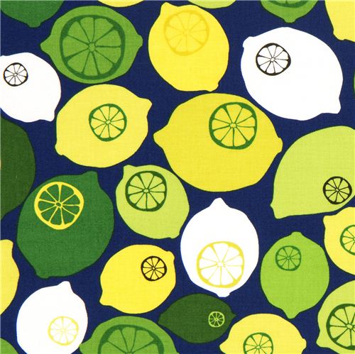 dark blue lemon fruit fabric by Robert Kaufman - modeS4u