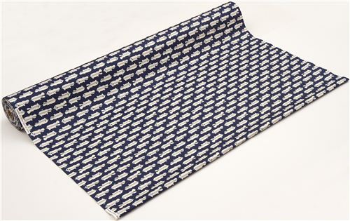 dark blue oxford fabric with hippo by Kokka Japan Fabric by Kokka - modeS4u