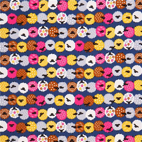 dark blue sheep animal oxford fabric Cosmo Japan 2