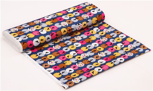 dark blue sheep animal oxford fabric Cosmo Japan 3