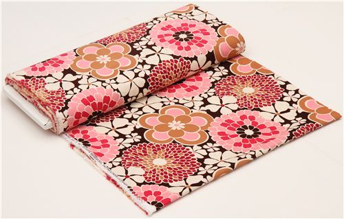 dark brown big flower corduroy fabric Timeless Treasures 3