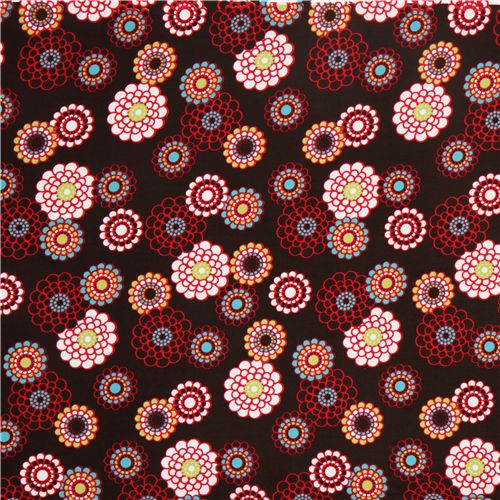 dark brown flower corduroy fabric par Robert Kaufman USA 2