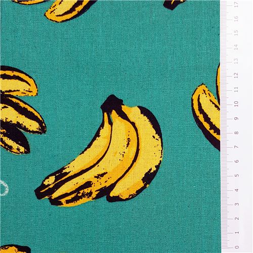 green Cosmo canvas fabric with tossed banana pattern - modeS4u