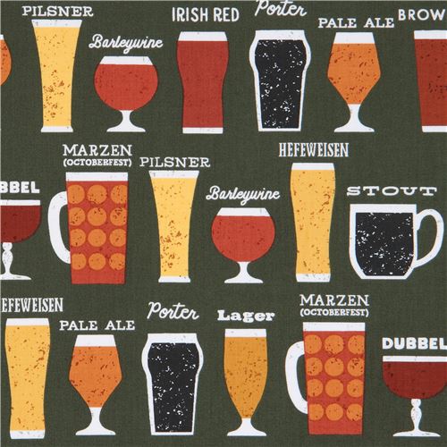 Dunkelgrüner Robert Kaufman Stoff Bier Alkohol Cheers modeS4u