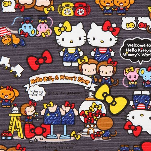 dark grey Hello Kitty cute monkey mouse animal oxford fabric 2