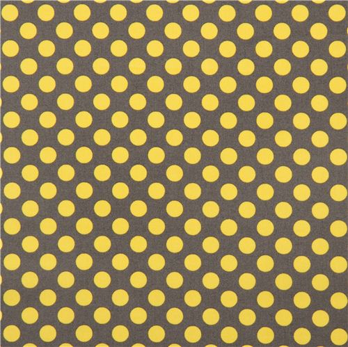 dark grey Michael Miller fabric Ta Dot with yellow dots 2