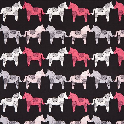 dark grey Michael Miller fabric Wooden horses 2