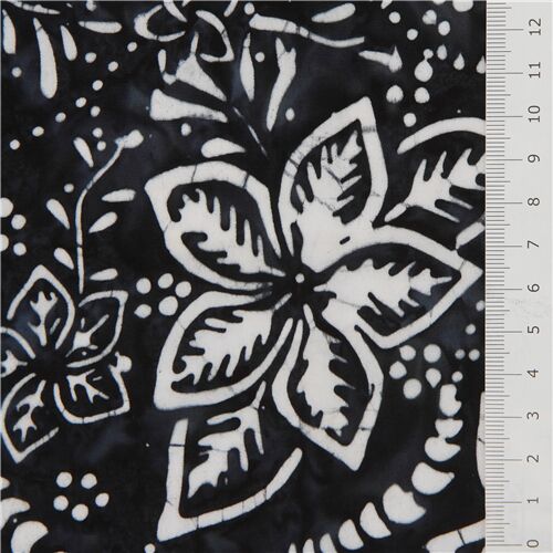 dark grey batik flower fabric by Timeless Treasures - modeS4u