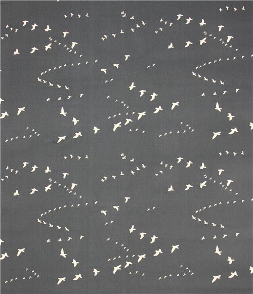 dark grey bird animal canvas organic fabric birch USA Fabric by Birch ...