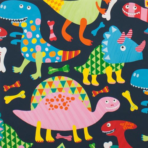 dark grey-blue cute colorful dinosaur knit fabric Alexander Henry Bone Apetit 2