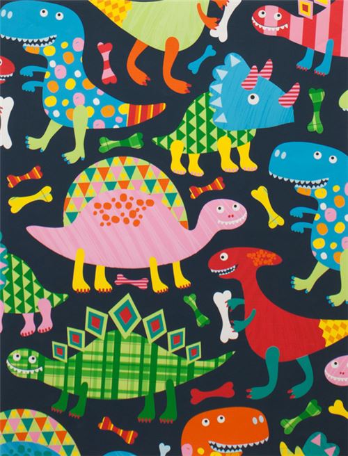 dark grey-blue cute colorful dinosaur knit fabric Alexander Henry Bone Apetit 3