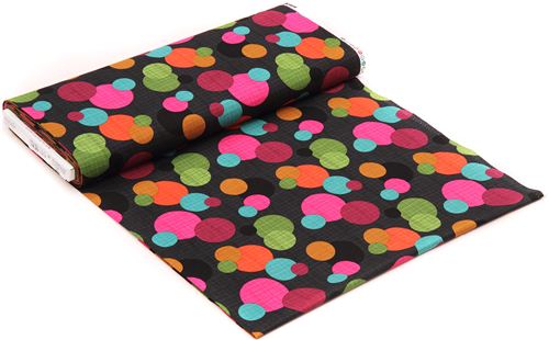 dark grey circle pattern fabric colourful lights by Michael Miller 4
