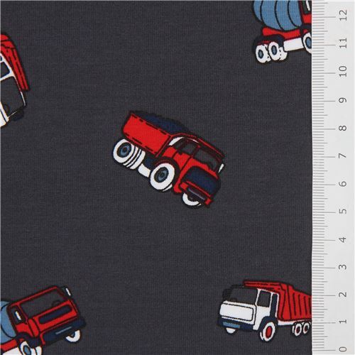dark grey construction vehicle jersey knit fabric modeS4u